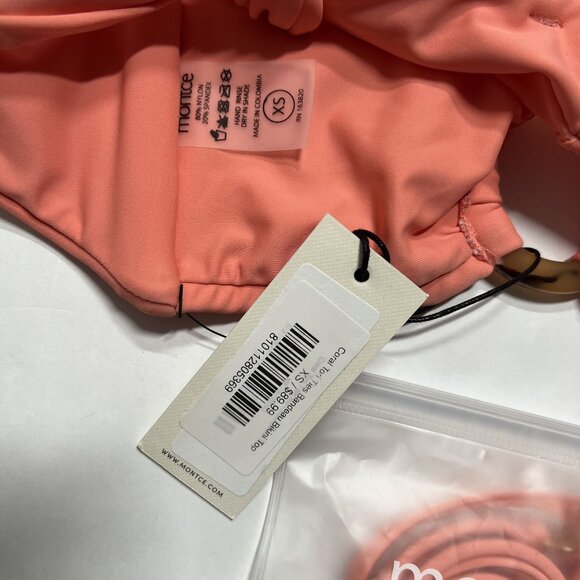 Montce Tori Ties Bandeau Bikini Top in Coral - Picture 5 of 5
